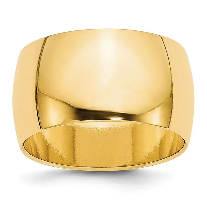 Goldia Rings Solid 18K Yellow Gold 12mm Half Round MensWomens Wedding Band Ring Size 8 Goldia Rings Solid 18K Yellow Gold 12mm Half Round MensWomens Wedding Band Ring Size 8