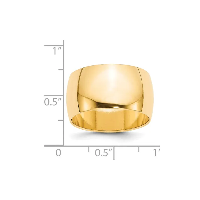 Goldia Rings Solid 18K Yellow Gold 12mm Half Round MensWomens Wedding Band Ring Size 8 Goldia Rings Solid 18K Yellow Gold 12mm Half Round MensWomens Wedding Band Ring Size 8
