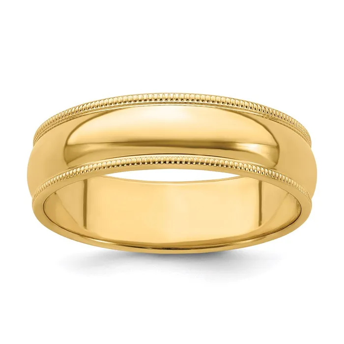 Goldia Rings Solid 18K Yellow Gold 6mm Milgrain HalfRound Wedding MensWomens Wedding Band Ring Size 45 Goldia Rings Solid 18K Yellow Gold 6mm Milgrain HalfRound Wedding MensWomens Wedding Band Ring Size 45