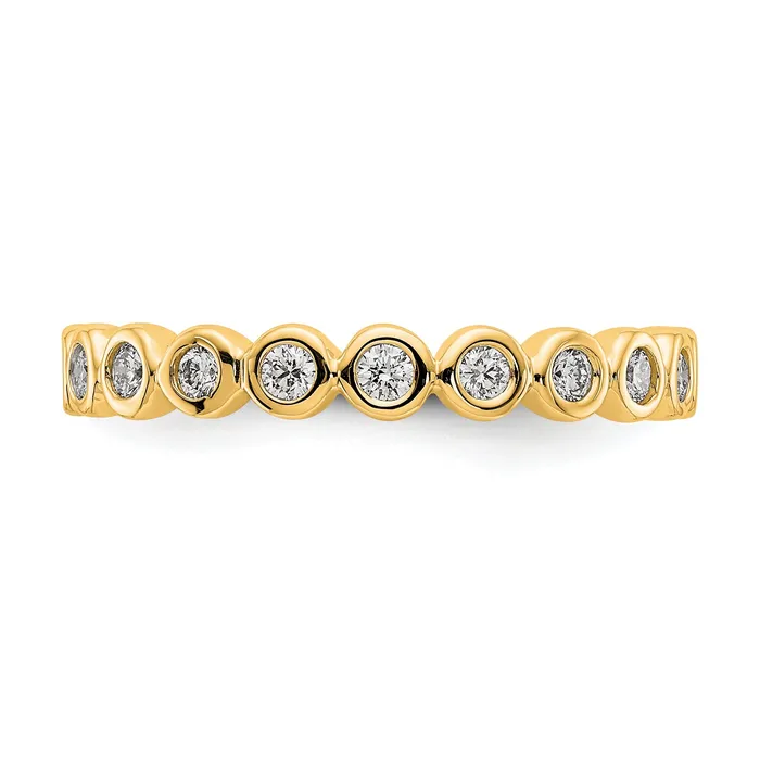 Goldia Rings Solid Real 14k Polished 12ct Bezel Set CZ Eternity Wedding Band Ring