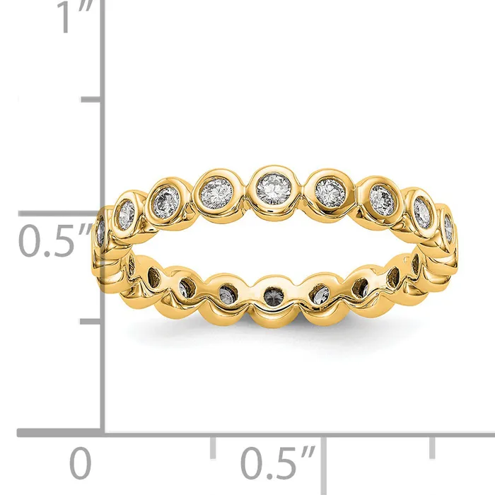 Goldia Rings Solid Real 14k Polished 12ct Bezel Set CZ Eternity Wedding Band Ring