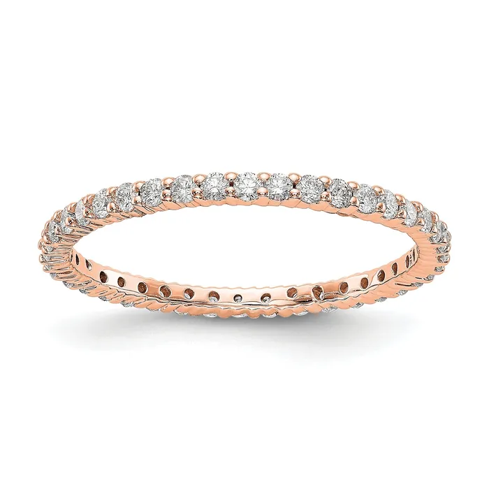Goldia Rings Solid Real 14k Rose Gold Polished Shared Prong 12ct CZ Eternity Wedding Band Ring Goldia Rings Solid Real 14k Rose Gold Polished Shared Prong 12ct CZ Eternity Wedding Band Ring