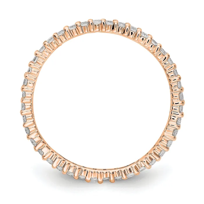 Goldia Rings Solid Real 14k Rose Gold Polished Shared Prong 12ct CZ Eternity Wedding Band Ring