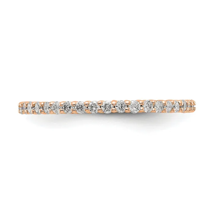 Goldia Rings Solid Real 14k Rose Gold Polished Shared Prong 12ct CZ Eternity Wedding Band Ring