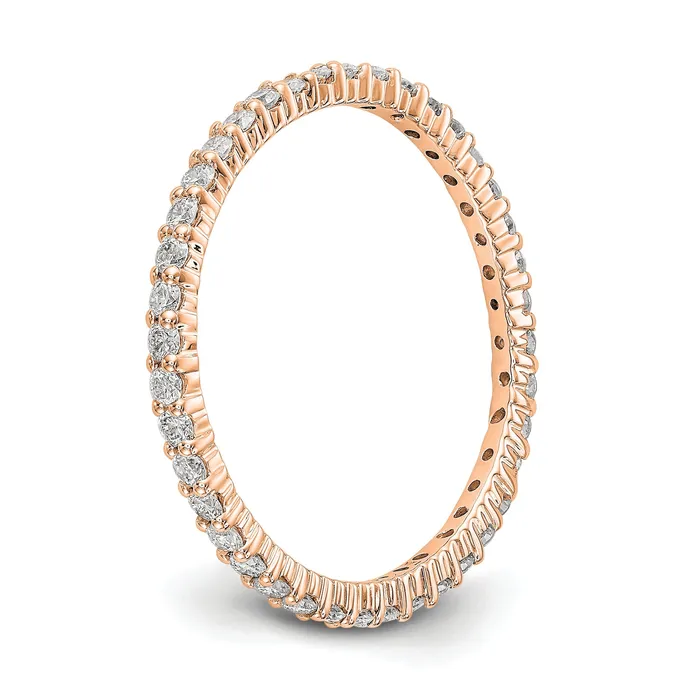 Goldia Rings Solid Real 14k Rose Gold Polished Shared Prong 12ct CZ Eternity Wedding Band Ring