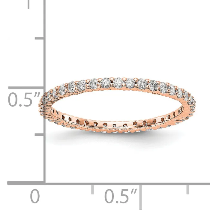 Goldia Rings Solid Real 14k Rose Gold Polished Shared Prong 12ct CZ Eternity Wedding Band Ring