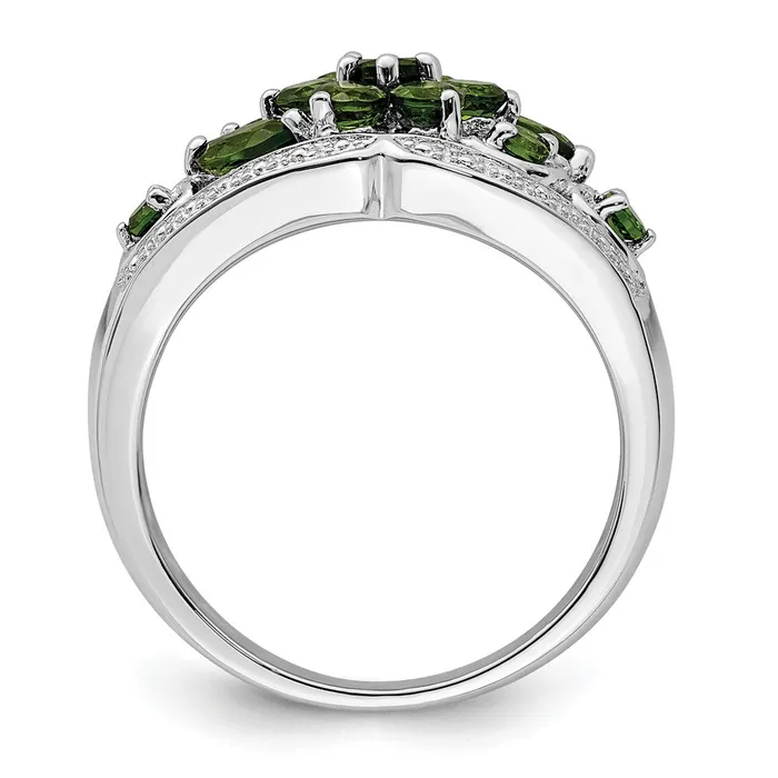 Goldia Rings Sterling Silver Rhodium Chrome Diopside Ring