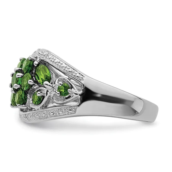 Goldia Rings Sterling Silver Rhodium Chrome Diopside Ring