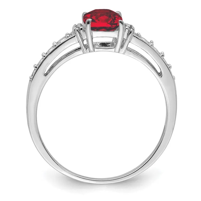 Goldia Rings Sterling Silver Rhodium Plated Diamond and Garnet Cushion Ring