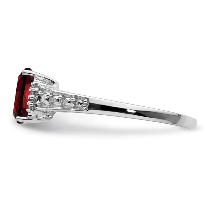 Goldia Rings Sterling Silver Rhodium Plated Diamond and Garnet Cushion Ring