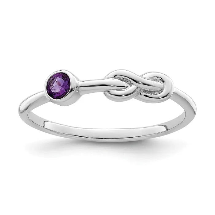 Goldia Rings Sterling Silver Rhodiumplated Polished Infinity Amethyst Ring