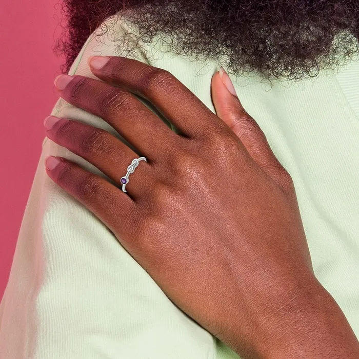 Goldia Rings Sterling Silver Rhodiumplated Polished Infinity Amethyst Ring
