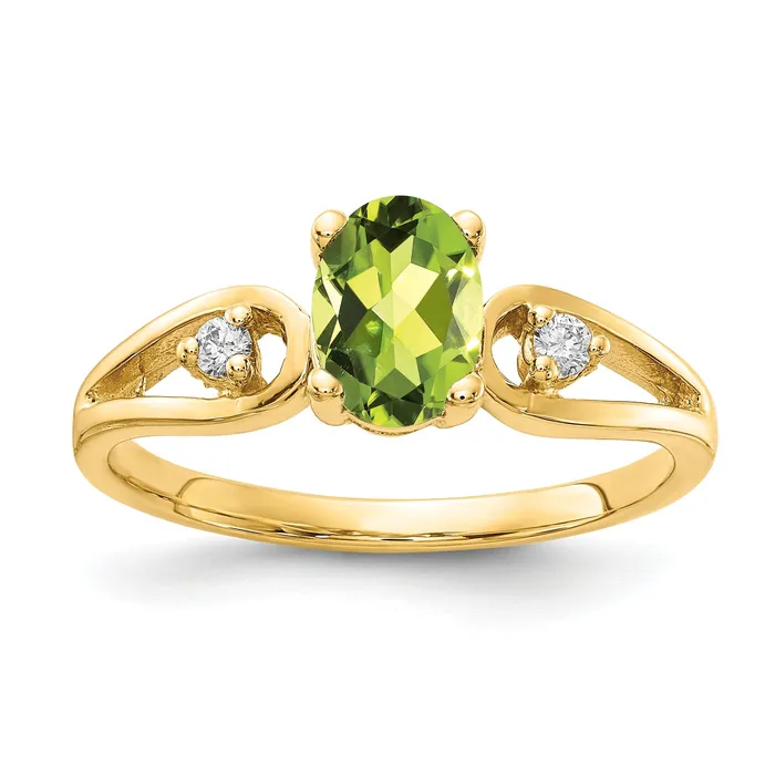 Goldia Solid 14k Yellow Gold 7x5mm Oval Simulated Peridot AA CZ Ring Rings Goldia Solid 14k Yellow Gold 7x5mm Oval Simulated Peridot AA CZ Ring Rings