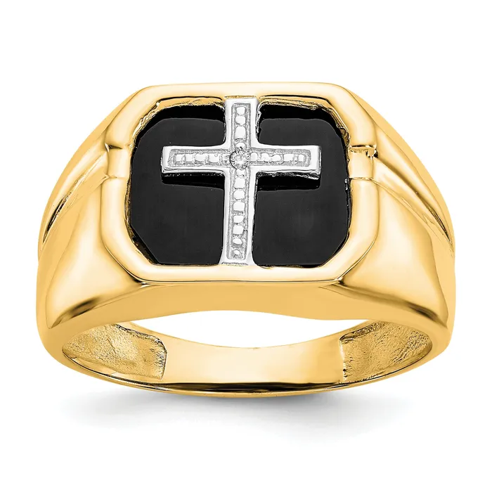 Goldia Solid 14k Yellow Gold A Simulated CZ Mens Ring Rings