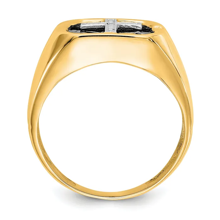 Goldia Solid 14k Yellow Gold A Simulated CZ Mens Ring Rings