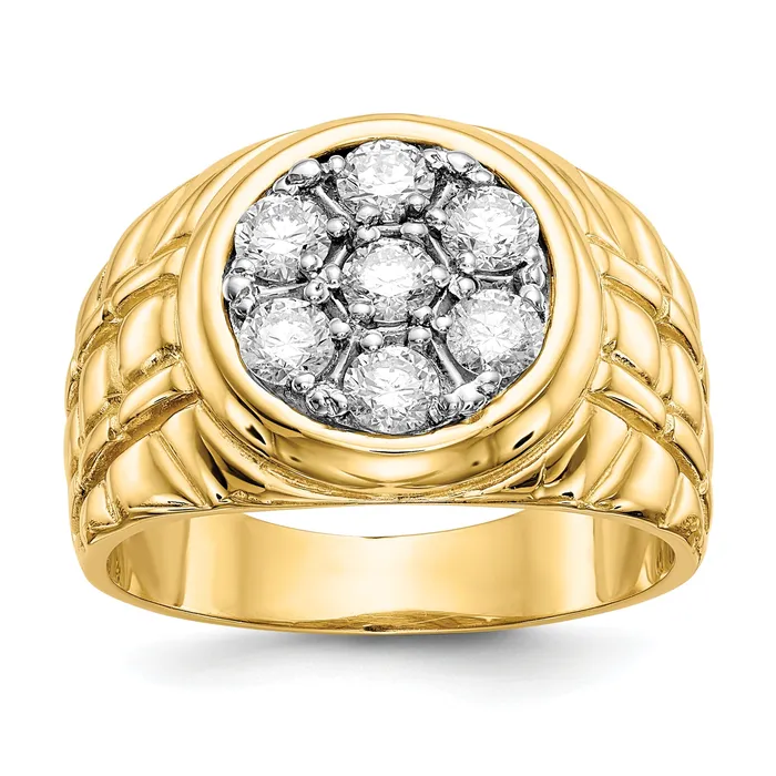 Goldia Solid 14k Yellow Gold AAA Simulated CZ mens Ring Rings