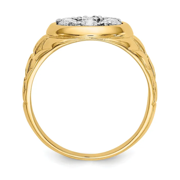 Goldia Solid 14k Yellow Gold AAA Simulated CZ mens Ring Rings