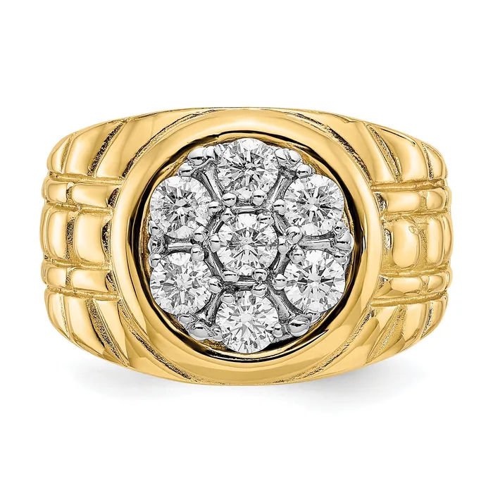 Goldia Solid 14k Yellow Gold AAA Simulated CZ mens Ring Rings