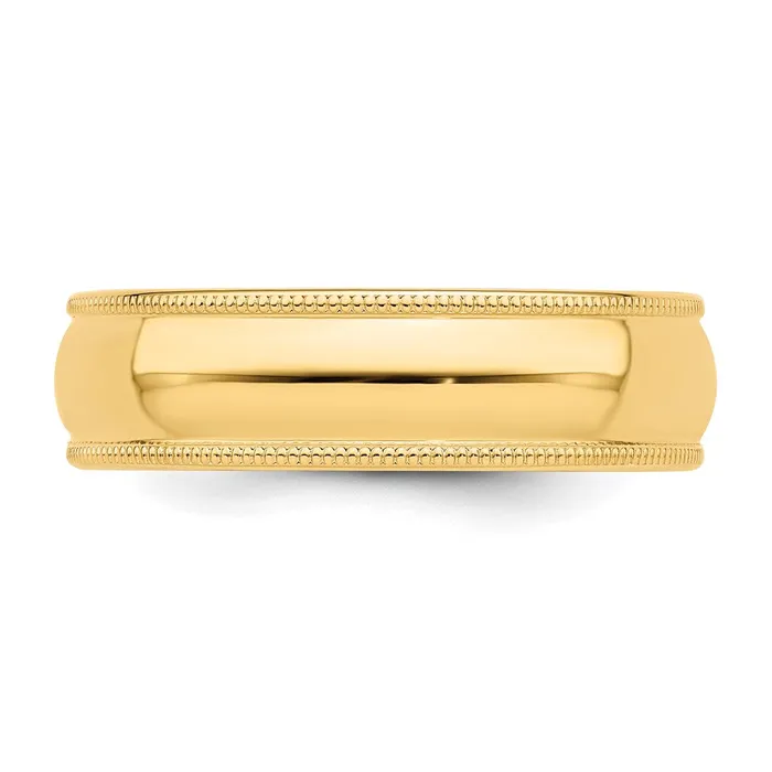 Goldia Solid 18K Yellow Gold 6mm Milgrain HalfRound Wedding MensWomens Wedding Band Ring Size 65 Rings