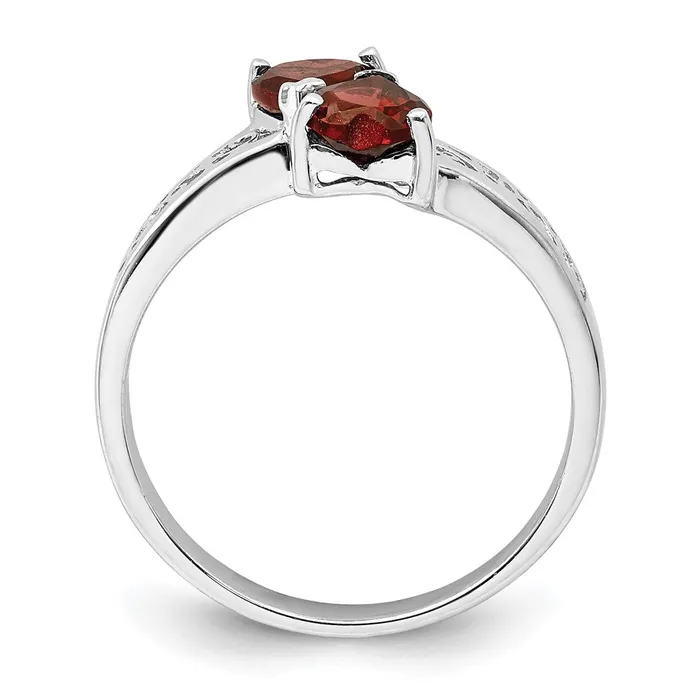 Goldia Sterling Silver Rhodium Garnet Heart Ring Rings