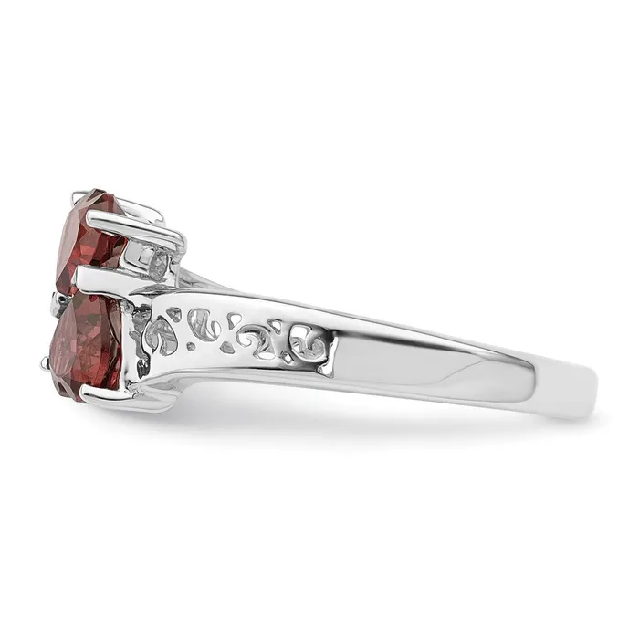 Goldia Sterling Silver Rhodium Garnet Heart Ring Rings