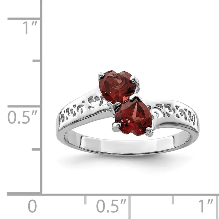 Goldia Sterling Silver Rhodium Garnet Heart Ring Rings
