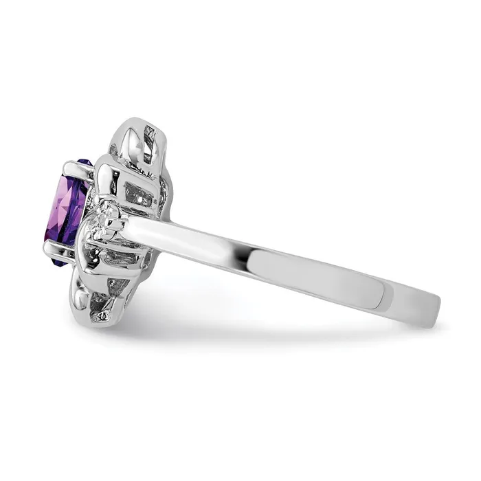 Goldia Sterling Silver Rhodiumplated Diamond u0026 Amethyst Ring Rings