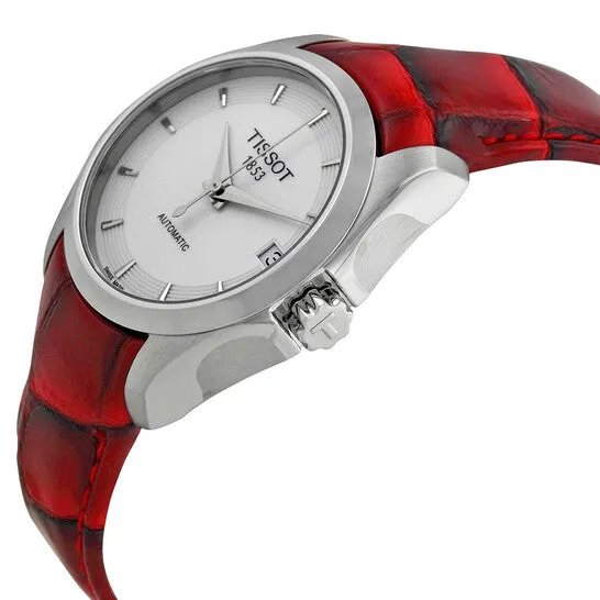 JMS always Original Tissot Couturier White Dial Red Leather Ladies Watch T0352071601101 Watches
