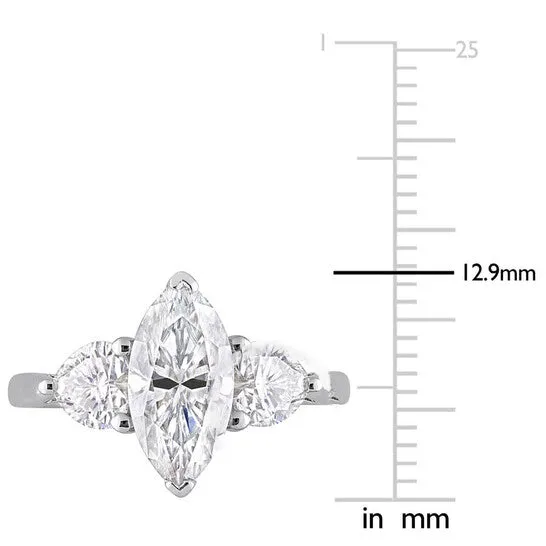 JMS always Rings Original Amour Silver 2 12 CT DEW Created White Moissanite 3Stone Ring JMS always Rings Original Amour Silver 2 12 CT DEW Created White Moissanite 3Stone Ring