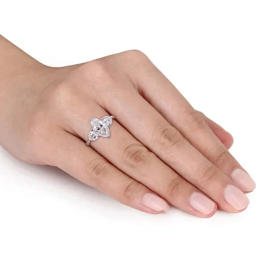 JMS always Rings Original Amour Silver 2 12 CT DEW Created White Moissanite 3Stone Ring JMS always Rings Original Amour Silver 2 12 CT DEW Created White Moissanite 3Stone Ring