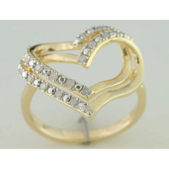 JMS always Rings Original Amour Yellow Silver 15 CT TDW Diamond Open Heart Ring JMS always Rings Original Amour Yellow Silver 15 CT TDW Diamond Open Heart Ring