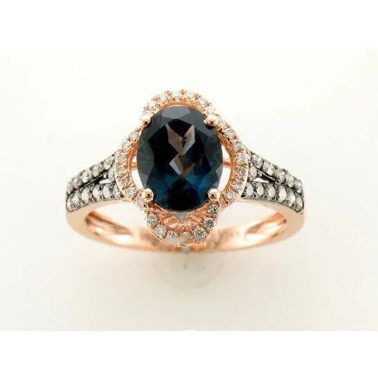 JMS always Rings Original Le Vian Ladies Deep Sea Blue Topaz Ring set in 14K Strawberry Gold JMS always Rings Original Le Vian Ladies Deep Sea Blue Topaz Ring set in 14K Strawberry Gold