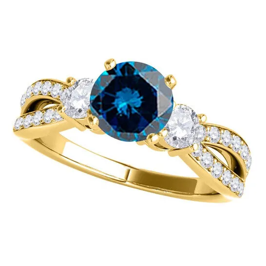 JMS always Rings Original Maulijewels 175 Carat Blue White Diamond Engagement Ring For Women In 14K Yellow Solid Gold JMS always Rings Original Maulijewels 175 Carat Blue White Diamond Engagement Ring For Women In 14K Yellow Solid Gold