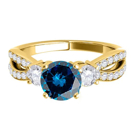 JMS always Rings Original Maulijewels 175 Carat Blue White Diamond Engagement Ring For Women In 14K Yellow Solid Gold JMS always Rings Original Maulijewels 175 Carat Blue White Diamond Engagement Ring For Women In 14K Yellow Solid Gold