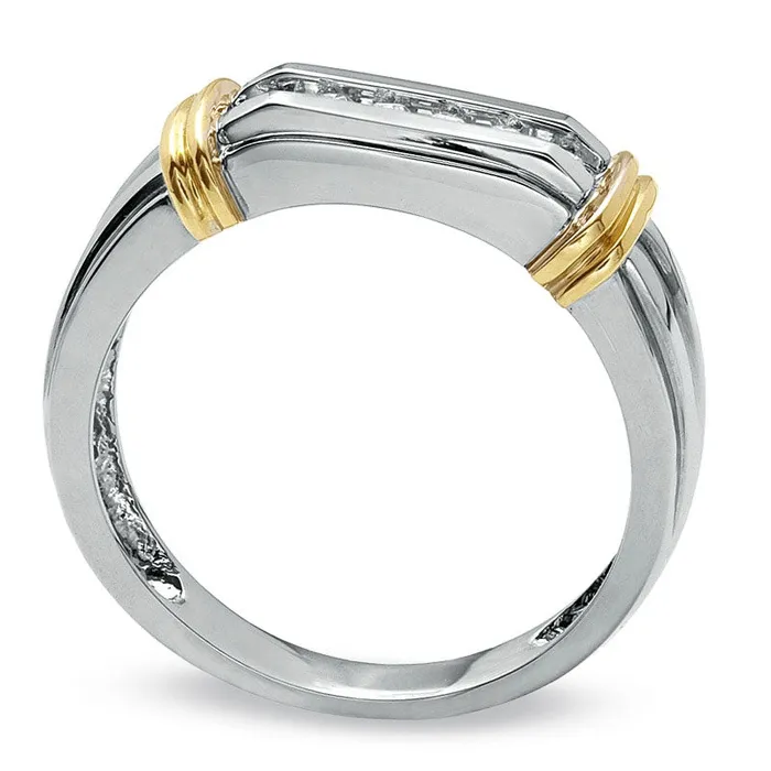 Mens 010 CT TW Natural Diamond Wedding Band in Solid 14K TwoTone Gold Goldia Rings Mens 010 CT TW Natural Diamond Wedding Band in Solid 14K TwoTone Gold Goldia Rings