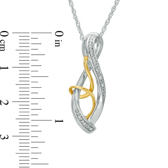 Natural Diamond Accent Infinity Swirl Pendant in Sterling Silver and 10K Yellow Gold Goldia Necklaces Natural Diamond Accent Infinity Swirl Pendant in Sterling Silver and 10K Yellow Gold Goldia Necklaces