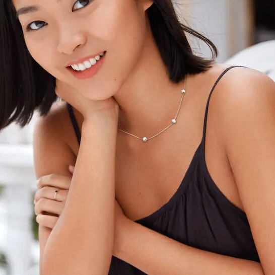 Necklaces Original AMOUR 6mm Ball Station Chain Necklace In Sterling Silver 16 In JMS always Necklaces Original AMOUR 6mm Ball Station Chain Necklace In Sterling Silver 16 In JMS always