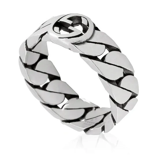 Original Gucci Gourmette Silver Interlocking G Ring JMS always Rings