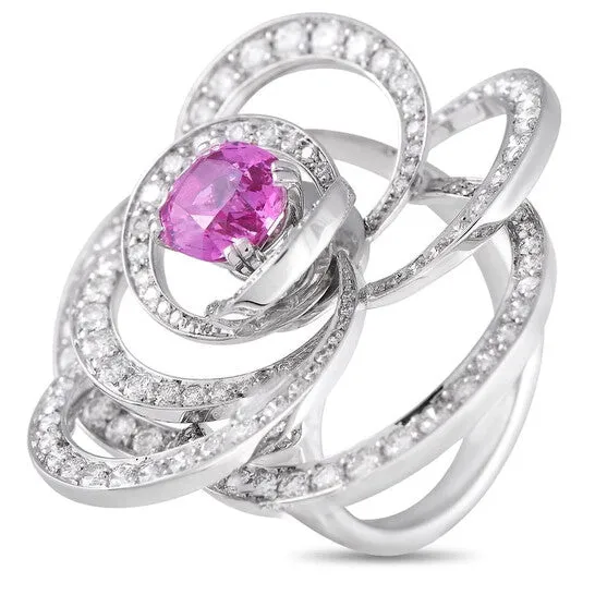 Original PreOwned Chanel Cam xE9 lia 18K White Gold 200 ct Diamond and Pink Sapphire Ring JMS always Rings Original PreOwned Chanel Cam xE9 lia 18K White Gold 200 ct Diamond and Pink Sapphire Ring JMS always Rings