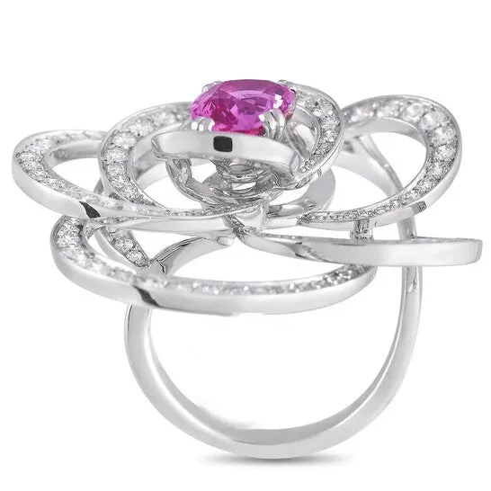 Original PreOwned Chanel Cam xE9 lia 18K White Gold 200 ct Diamond and Pink Sapphire Ring JMS always Rings