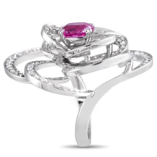 Original PreOwned Chanel Cam xE9 lia 18K White Gold 200 ct Diamond and Pink Sapphire Ring JMS always Rings