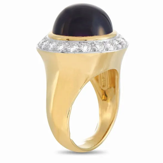 Original PreOwned Tiffany Co 18K Yellow Gold 150ct Diamond and Amethyst Ring JMS always Rings Original PreOwned Tiffany Co 18K Yellow Gold 150ct Diamond and Amethyst Ring JMS always Rings