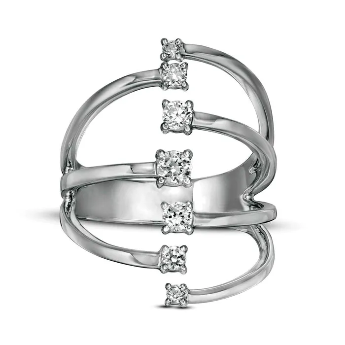 Rings 050 CT TW Natural Diamond Linear Seven Stone Open Shank Ring in Solid 10K White Gold Goldia Rings 050 CT TW Natural Diamond Linear Seven Stone Open Shank Ring in Solid 10K White Gold Goldia