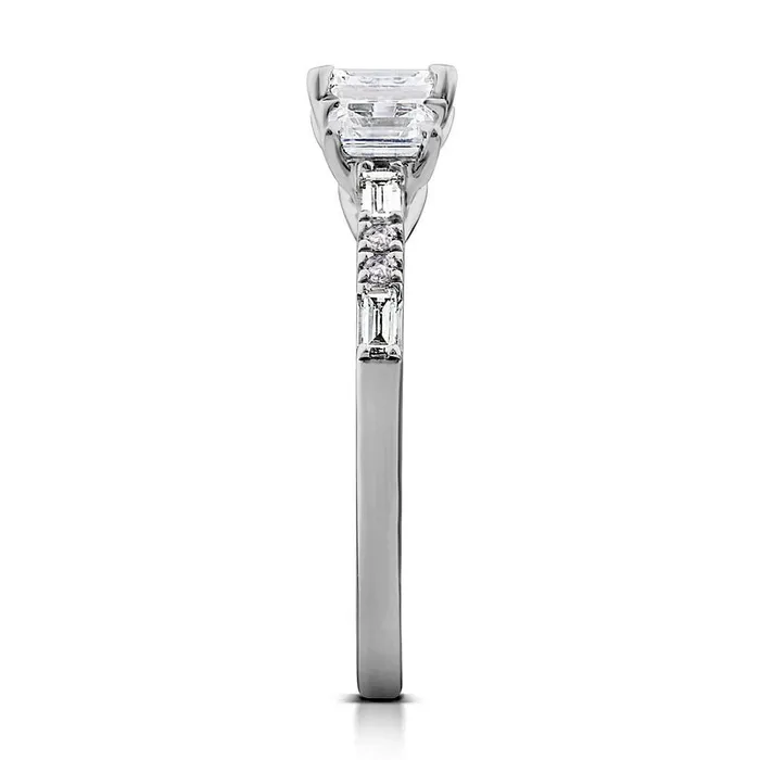 Rings 10 CT TW EmeraldCut Natural Diamond Three Stone Engagement Ring in Solid 14K White Gold Goldia Rings 10 CT TW EmeraldCut Natural Diamond Three Stone Engagement Ring in Solid 14K White Gold Goldia