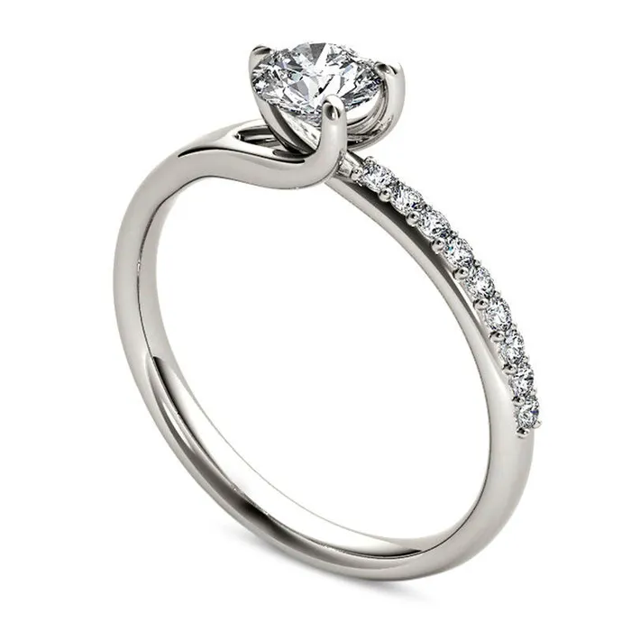 Rings 10 CT TW Natural Diamond Bypass Engagement Ring in Solid 14K White Gold Goldia Rings 10 CT TW Natural Diamond Bypass Engagement Ring in Solid 14K White Gold Goldia
