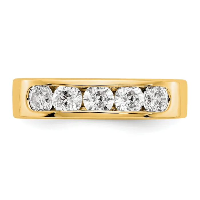 Rings 100ct CZ Solid Real 14K Yellow Gold 538mm Stone Channel Wedding Band Ring Goldia