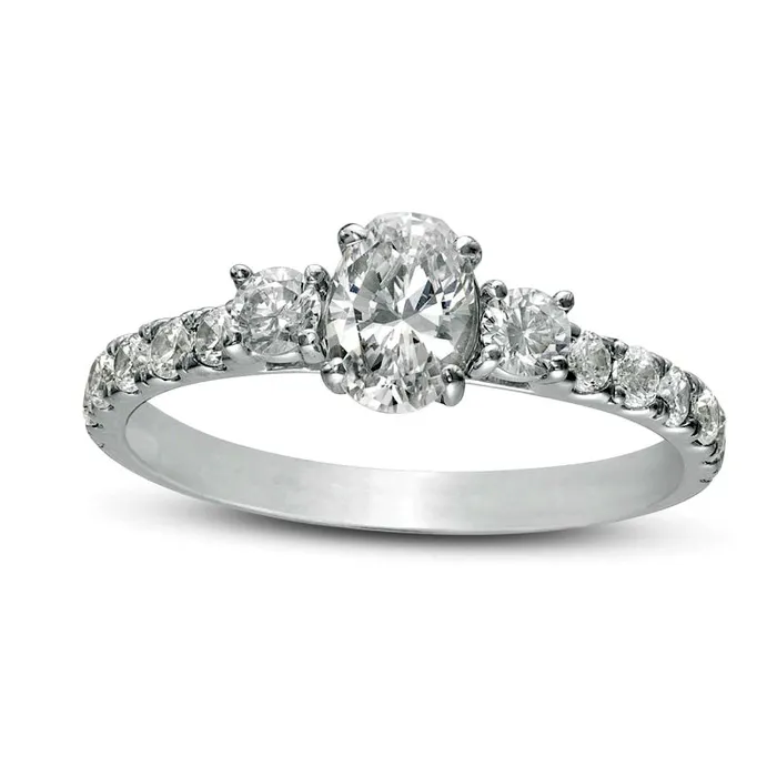Rings 117 CT TW Natural Diamond Three Stone Engagement Ring in Solid 14K White Gold Goldia Rings 117 CT TW Natural Diamond Three Stone Engagement Ring in Solid 14K White Gold Goldia