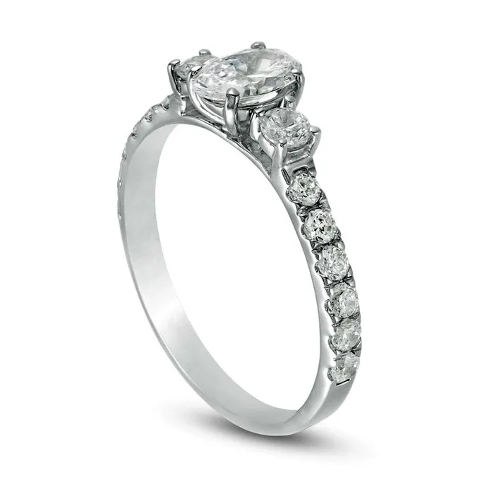 Rings 117 CT TW Natural Diamond Three Stone Engagement Ring in Solid 14K White Gold Goldia Rings 117 CT TW Natural Diamond Three Stone Engagement Ring in Solid 14K White Gold Goldia