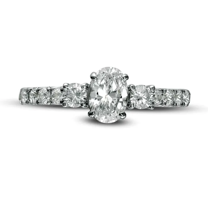 Rings 117 CT TW Natural Diamond Three Stone Engagement Ring in Solid 14K White Gold Goldia Rings 117 CT TW Natural Diamond Three Stone Engagement Ring in Solid 14K White Gold Goldia