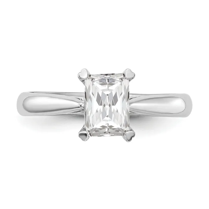 Rings 125ct CZ Solid Real 14k White Gold Emerald Solitaire Engagement Ring Goldia